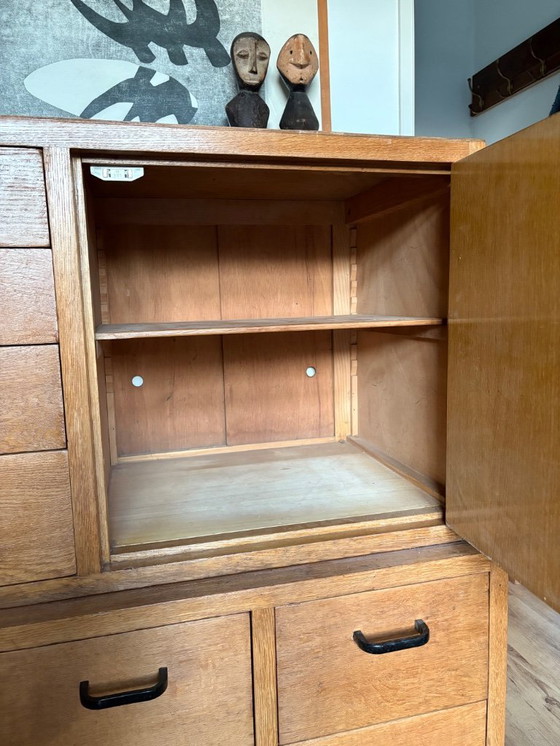 Image 1 of Twee Eiken Vintage Modernist Ladekasten Uit Drukkerij
