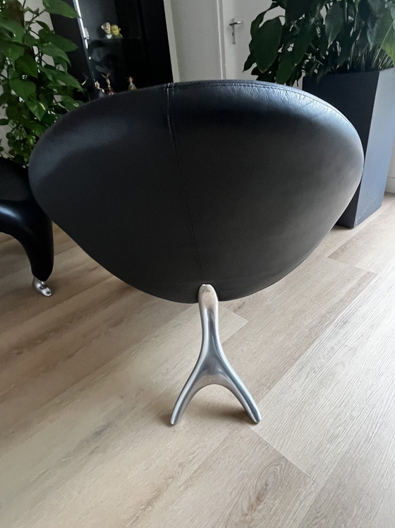 2 poltrone Leolux Papageno in pelle nera – Leather, Aluminium (photo 6 of 7)