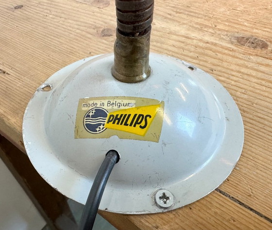 Image 1 of Lámpara de mesa industrial gris con cuello de cisne de Philips, década de 1960