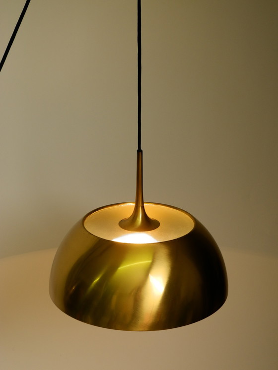 Image 1 of Magnifique Rare Original 1970 Florian Schulz Brass Suspension Light with Pulley System