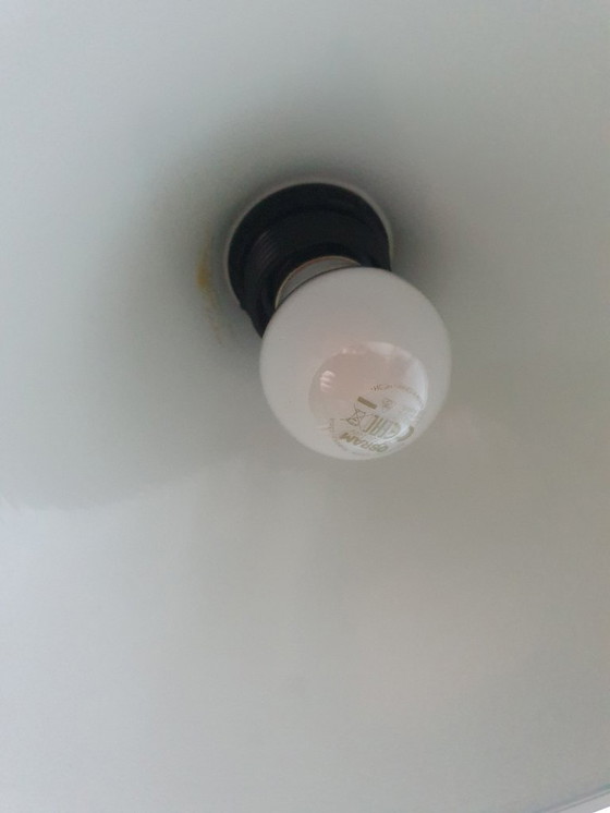 Image 1 of Vintage Hema kegelvormige hanglamp van wit metaal jaren 80