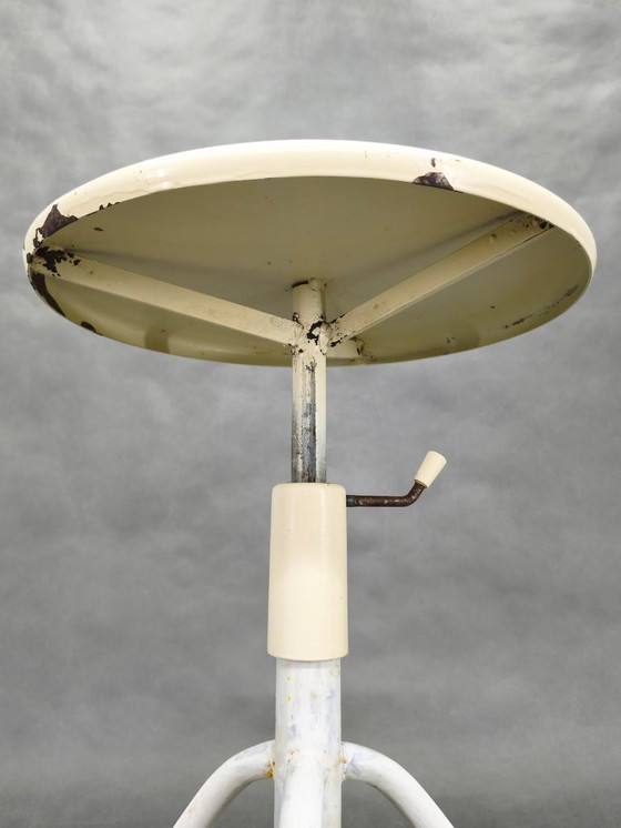 Image 1 of 1950s Adjustable Medical Stool, Lacquered Metal, Czechoslovakia