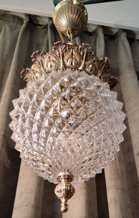 Suspension ananas style Hollywood Regency par Massive J 60/70 – Glass, Metal (photo 11 of 12)