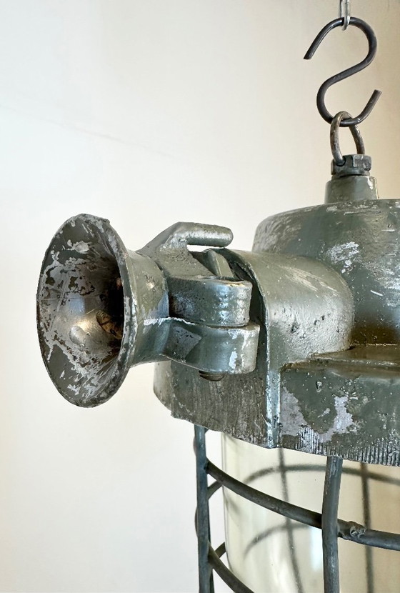 Image 1 of Industrial Cast Aluminium Cage Pendant Light, 1960s