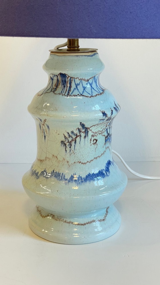 Image 1 of Vintage blauwe keramische lamp