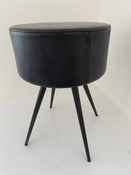 Image 1 of Sgabello vintage di design italiano – ZEUS Milano – Pelle nera e metallo