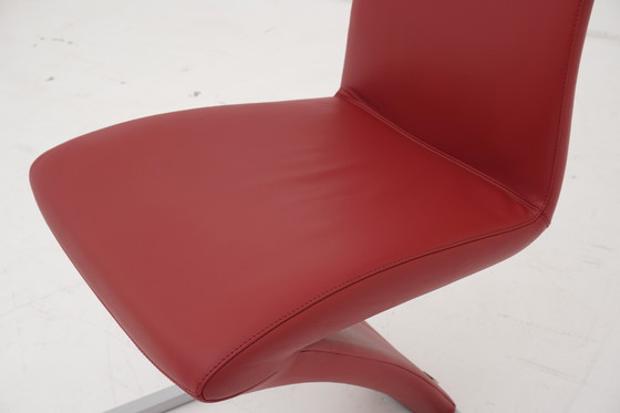 Image 1 of Rolf Benz 7800 Stühle 6 Stk. Leder Rot Stuhl Freischwinger
