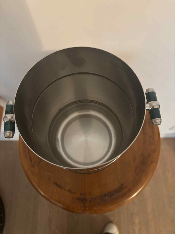 Image 1 of Seau à glace vintage Jean Couzon : refroidisseur à vin et champagne en acier inoxydable français