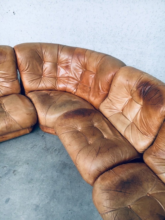 Image 1 of Midcentury Modern Italian Design 'COROLLA' Leather Sectional Sofa by I.P.E. Italy 1970's