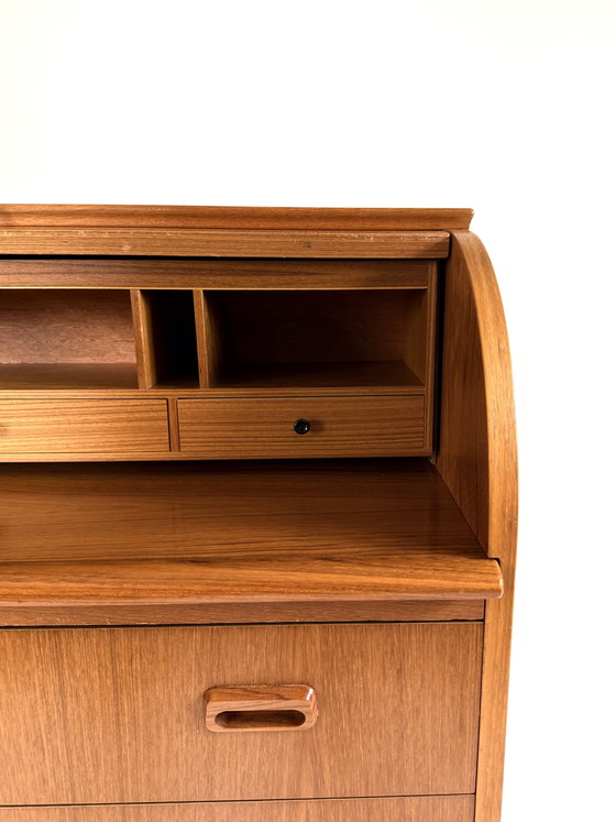 Image 1 of Vintage Danish teak roll-top secretary desk '60