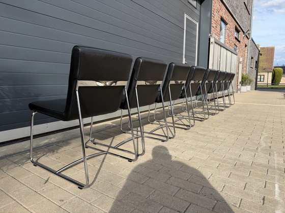 Image 1 of 8x Leolux dining chairs Black leather in MINT CONDITION!!