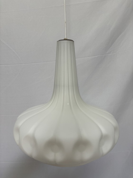 Image 1 of Vintage Peill & Putzler space age pendant lamp white frosted glass