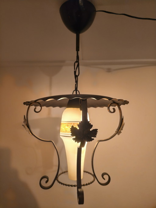 Vintage opal glass lantern