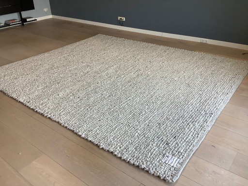 Groot grof geknoopt wit wollen vloerkleed van Perletta 285x335cm