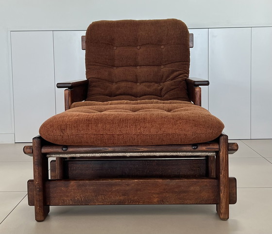 Image 1 of Scandinavian oak armchair and ottoman, 60s