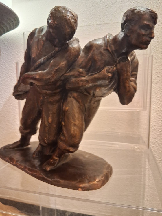 Image 1 of Statua in terracotta. JC Guero, Art Déco in tinta bronzo