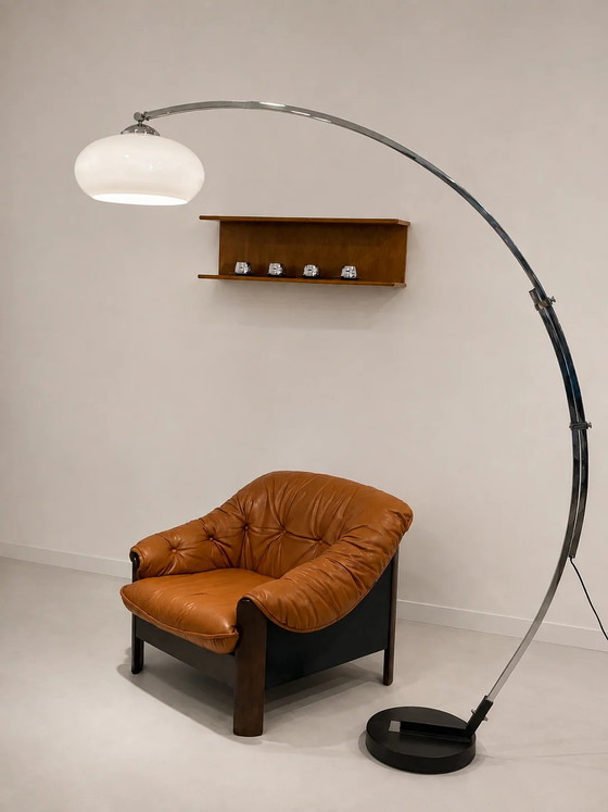 Vintage brutalistische loungestoel – Fauteuils, Leather, Wood, Mid Century Modern (photo 3 of 9)
