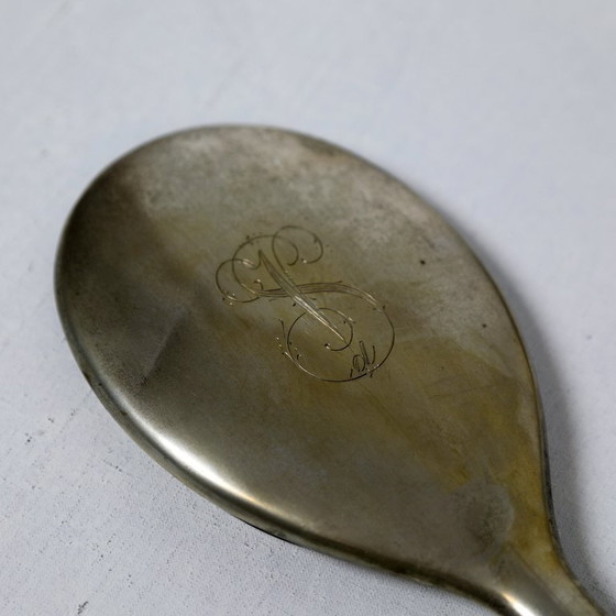 Image 1 of Victoriaanse Sterling dameskaptafelset in antracietkleurige imitatiekrokodillenleer