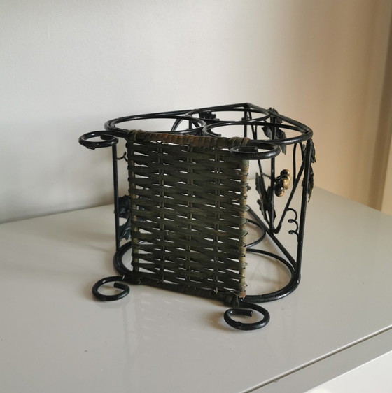 Image 1 of Wrought Iron Wine Rack with Vine Leaves