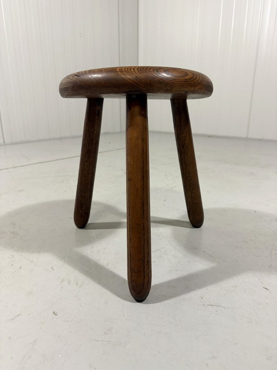 Image 1 of French Solid Oak Stool 1960's