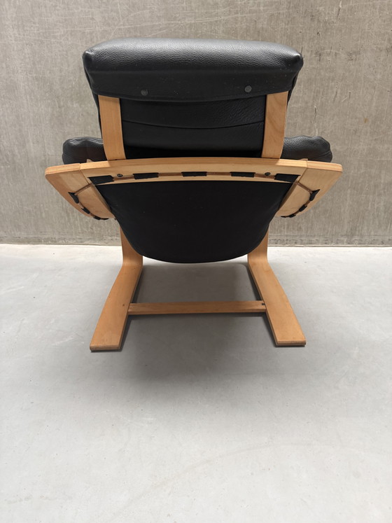 2x Swedish Kroken Armchair Åke Fribyter Nelo Möbel 1970s – Wood, Leather (photo 9 of 10)