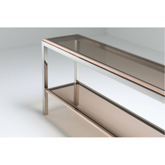 Image 1 of Vintage console table with 2 levels chrome and brass