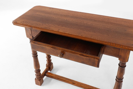 Image 1 of Rustic Oak Console Table with Drawer, Belgium ca. 1800