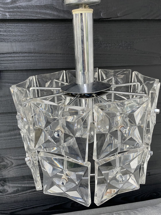Image 1 of Kinkeldey Prisma glas lamp jaren 60, 18 prisma's