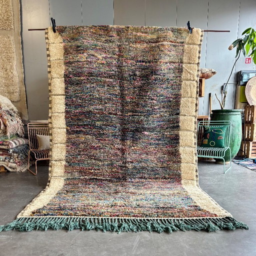 Beni Ourain Moroccan Rug 200x320 cm – Handwoven Wool Area Rug, Moroccan Geometric Berber Carpet for Living Room