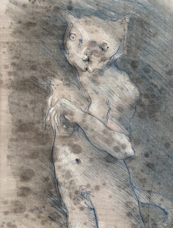 Image 1 of Robert Detheux - Surrealist cat painting 2005