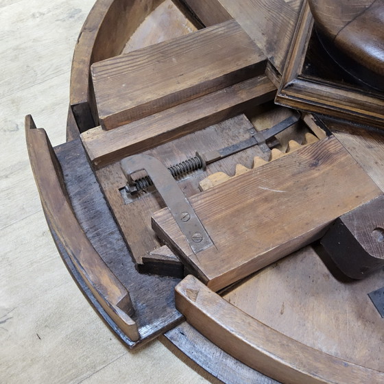 Image 1 of Antieke Eiken houten Art Deco Speeltafel / kaart tafel  / ronde eettafel (uitschuifbaar)