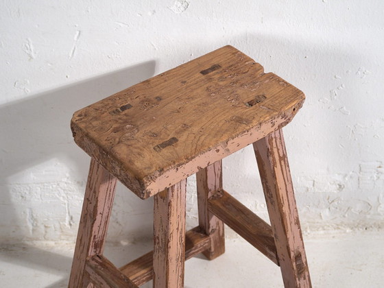 Antieke kruk met roze patina (ca. 1900) #8 – Krukjes (photo 14 of 16)