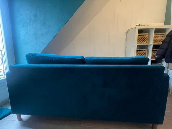 Image 1 of MdM 3-zitsbank van blauw fluweel