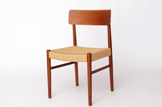 Image 1 of 1960 Deense eetkamerstoel - Teak houten frame met Deense koord zitting - Vintage Mid Century Modern