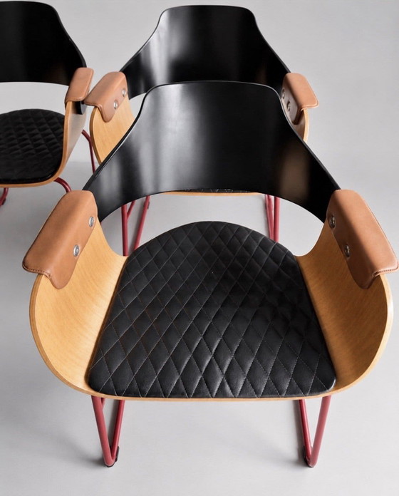3 Vintage BD Barcelona Showtime stoelen – Ontwerp van Jaime Hayon – Eetkamerstoelen, Leather, Metal (photo 9 of 9)