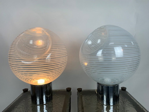 Pair of Glass Table Lamp by Gino Vistosi for Vistosi, 1960s