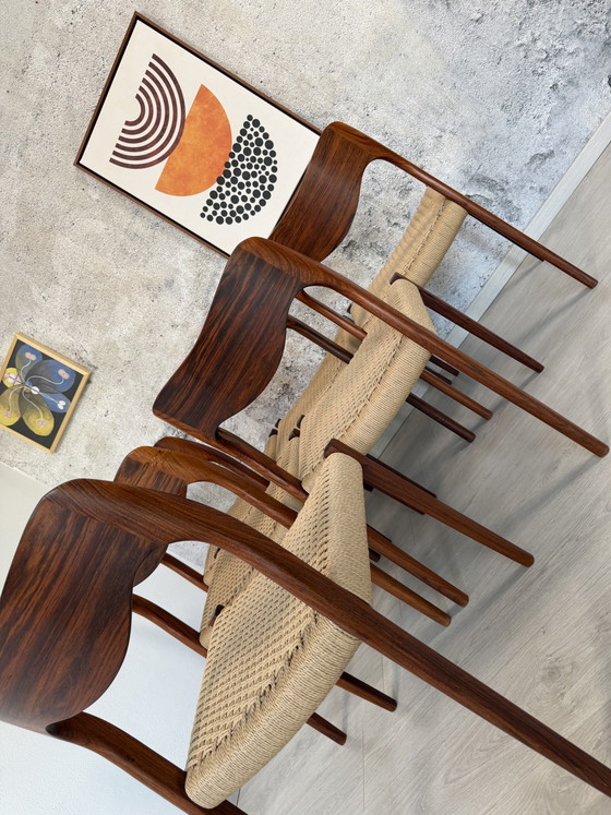 6er Set Palisander Stühle Møller Modell 71 Geflecht Neu, 60er – Niels Otto Møller, Esszimmerstühle, Wood (photo 10 of 15)
