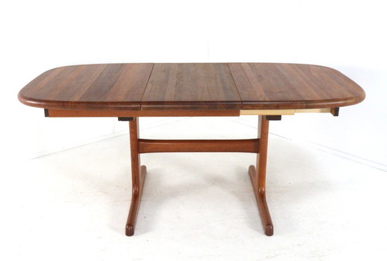 Image 1 of Dyrlund oval 1x extendable dining table teak Danish solid teak vintage