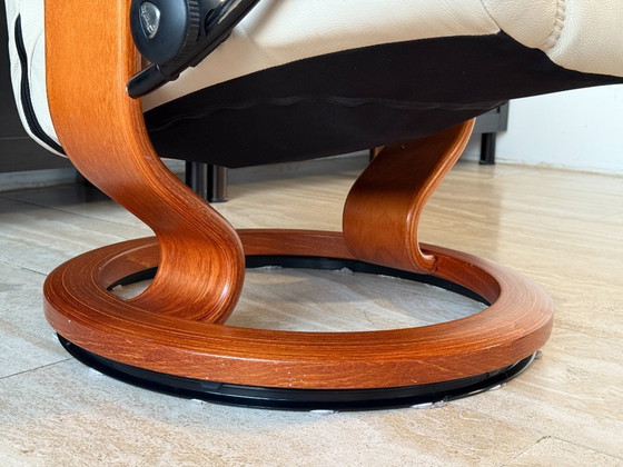 Image 1 of Stressless by Ekornes relaxfauteuil met voetenbank, echt leer, crème, maat M