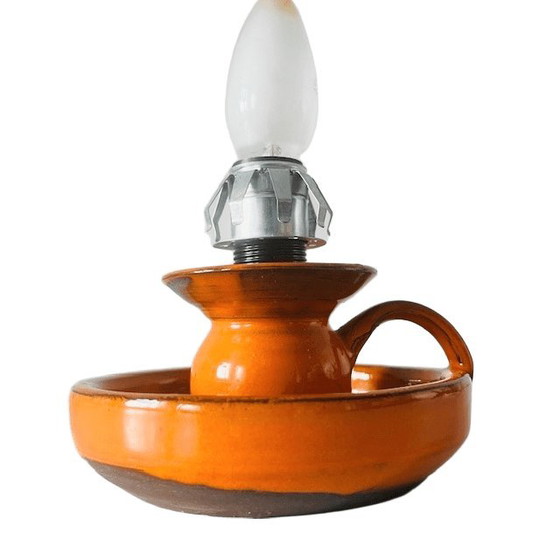 Image 1 of Vintage Space age lampenvoet oranje keramiek 1970's
