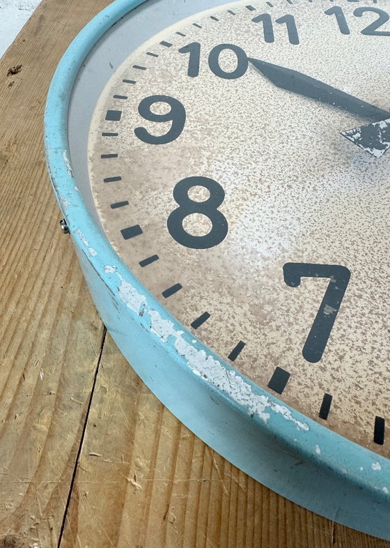 Image 1 of Gran reloj de pared industrial azul de Chronotechna, década de 1950