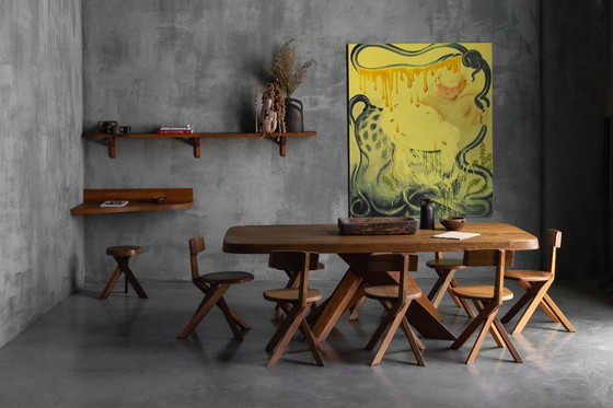 Image 1 of Custom Wall Console and Shelf by Pierre Chapo, France, 1970s