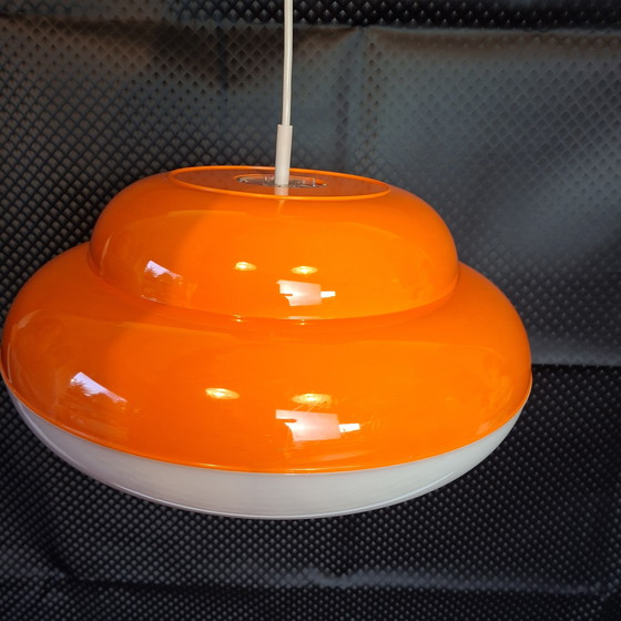 Image 1 of Massive orange vintage space age UFO pendant lamp
