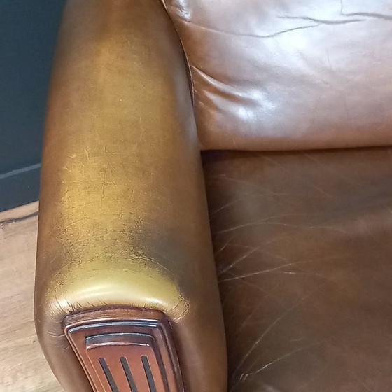 Image 1 of Elegant Art Deco Armchair in Sheepskin - Timeless and Luxurious Seating Comfort