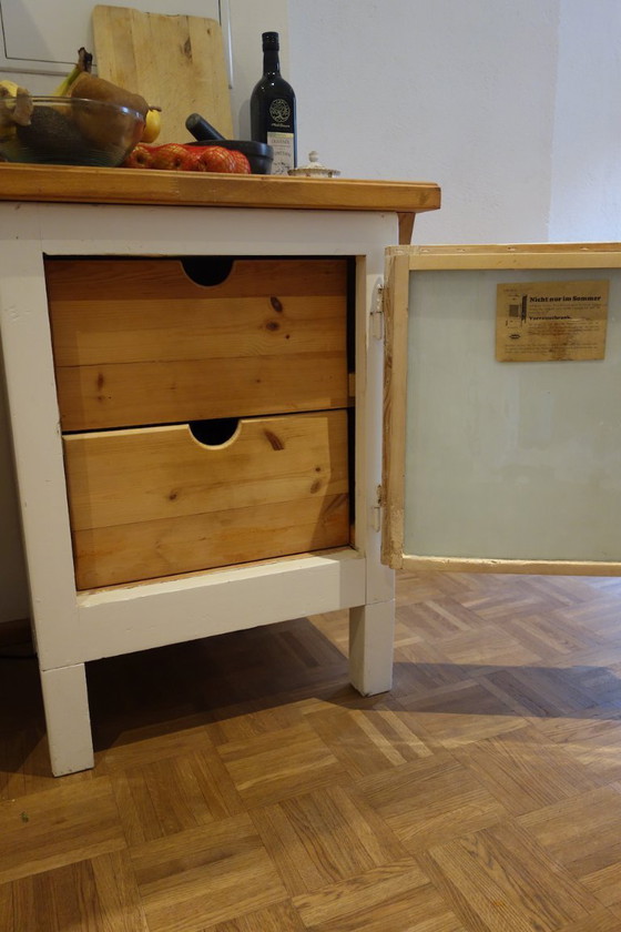 Image 1 of Solid wood cabinet kitchen cabinet vintage icebox