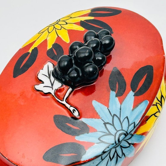 Image 1 of Art Deco collectible porcelain box by Aladin France model R12, rare 1920-30 handpainted box