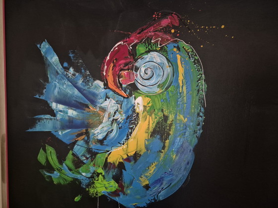 Image 1 of Grande peinture colorée Oiseau par Ursula Aubri