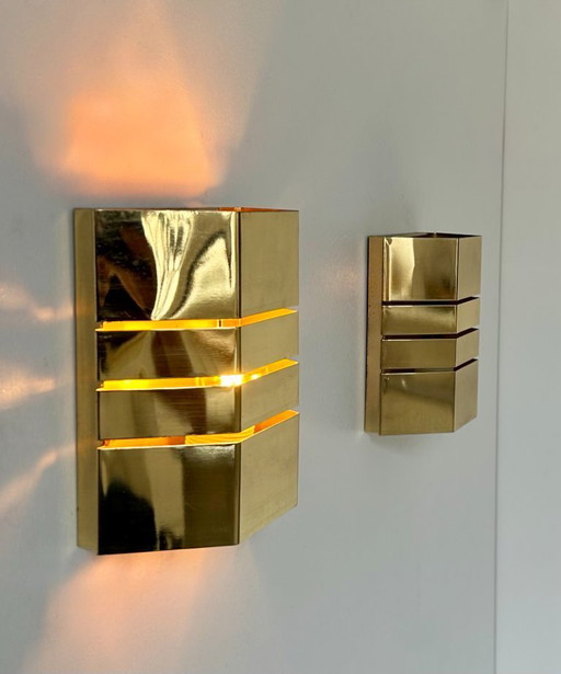Pair of vintage sconces, brass, France 1970