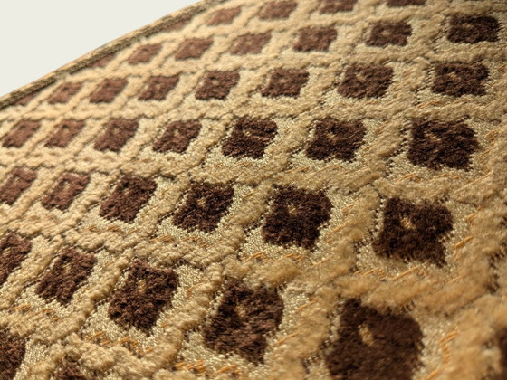 Image 1 of Vintage placemat met ruitpatroon en gouden rand – jaren 70/80, 28x28 cm