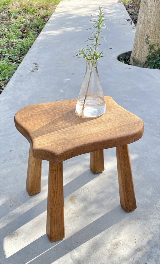 Vintage solid oak milk stool